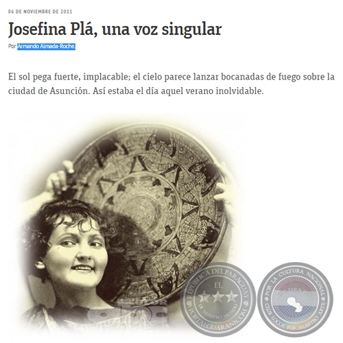JOSEFINA PL, UNA VOZ SINGULAR - Por ARMANDO ALMADA-ROCHE - Domingo, 06 de Noviembre de 2011
